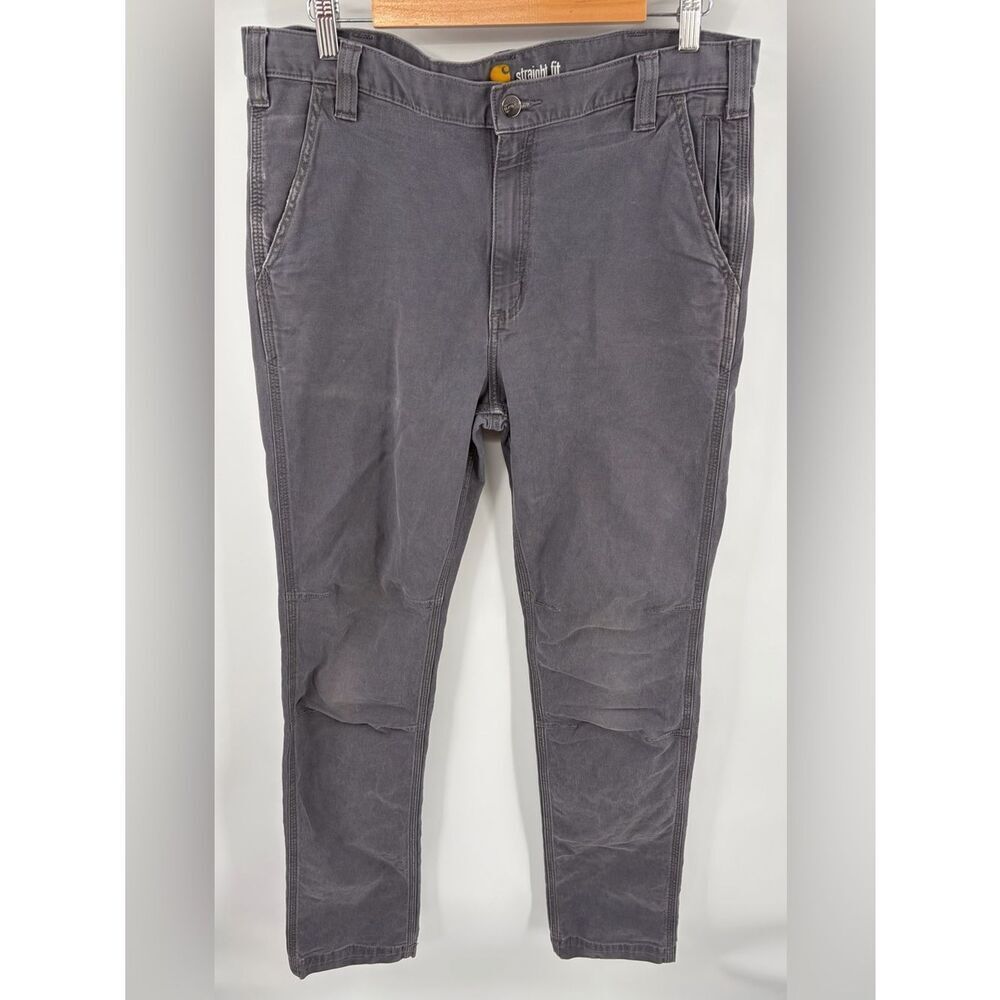 Carhartt straight leg reinforced knee gray canvas pant men’s 36x34